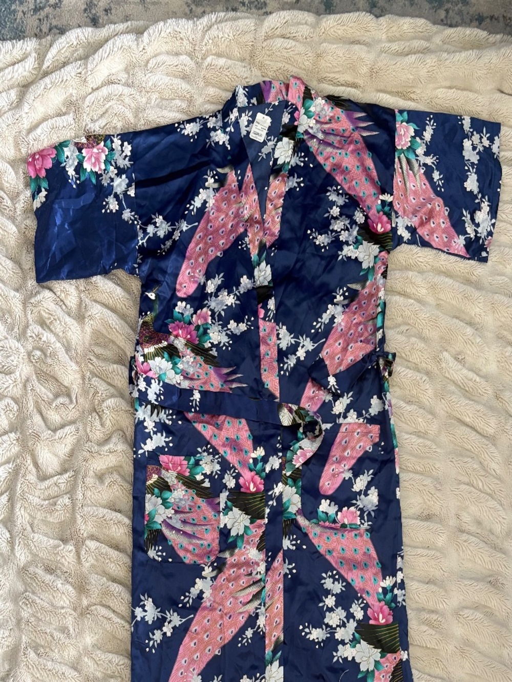 Vintage Satin Peacock Kimono Robe